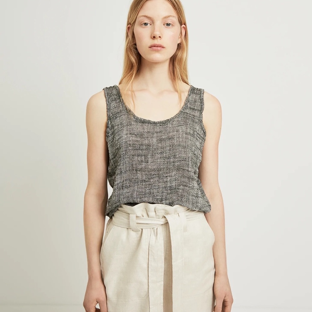 Black Crane linen tank top, size S